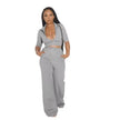 Set Half Sleeve Crop Top+Pocket Loose Wide Leg Pants Tracksuit Co Ord Outfits Sweat Suit - TheWellBeing4All