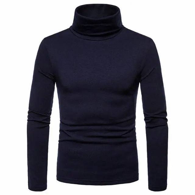 Sweaters Winter Autumn Turtleneck Long Sleeve Plain Stretch Kintted Pullovers Basic Tops Slim Fit Fashion Mens Sweater - TheWellBeing4All