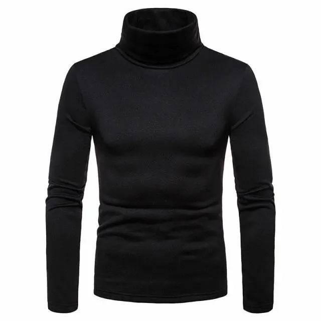 Sweaters Winter Autumn Turtleneck Long Sleeve Plain Stretch Kintted Pullovers Basic Tops Slim Fit Fashion Mens Sweater - TheWellBeing4All