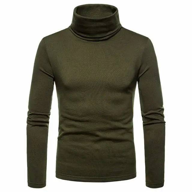 Sweaters Winter Autumn Turtleneck Long Sleeve Plain Stretch Kintted Pullovers Basic Tops Slim Fit Fashion Mens Sweater - TheWellBeing4All