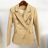 Designer Jacket Women, Classic Double Breasted Metal Lion Buttons - TheWellBeing4All