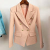 Designer Jacket Women, Classic Double Breasted Metal Lion Buttons - TheWellBeing4All