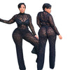 Jumpsuits and Rompers Long Sleeve Sexy Transparent Lace Jumpsuit Club Outfit for sexy plus size Lady - TheWellBeing4All