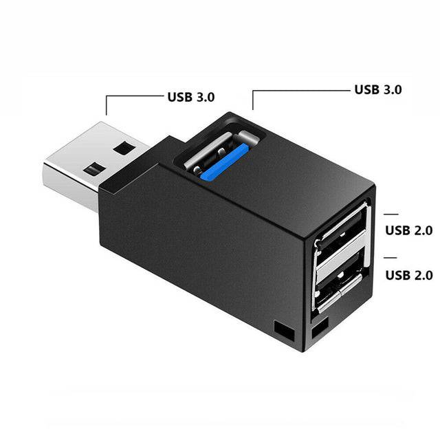 USB 3.0 Hub 3 Ports Portable Fast Data Transfer USB Splitter for Computer Laptop Docking Station 2.0 Hub Adapter PC - TheWellBeing4All