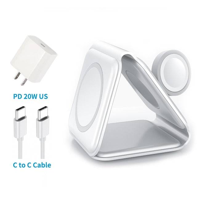 3 in 1 Foldable Magnetic Wireless Chargers for iPhone, Apple Watch/AirPods - TheWellBeing4All