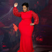 Long Sleeve Maxi Dresses Evening Ladies Sexy Plus Size Sequin Dress Elegant Red Dress - TheWellBeing4All