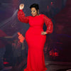 Long Sleeve Maxi Dresses Evening Ladies Sexy Plus Size Sequin Dress Elegant Red Dress - TheWellBeing4All