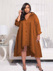 Elegant lady Fashion Shirt Dress Long Sleeve Irregular Satin Dress - TheWellBeing4All