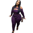 Plus size Outfit Two Piece Set Women Backless Off Shoulder Top and Pants Bodycon - TheWellBeing4All