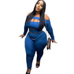 Plus size Outfit Two Piece Set Women Backless Off Shoulder Top and Pants Bodycon - TheWellBeing4All