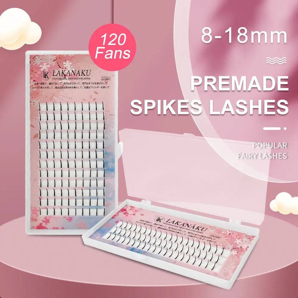 Single Spikes Lashes Premium Individual Eyelashes Matte Eyelash Extensions D curl Premade Volume Fans - TheWellBeing4All