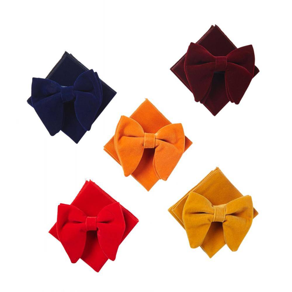 Oversize Solid Bowtie Sets with hankie Tuxedo Bow Tie Pocket Square - TheWellBeing4All