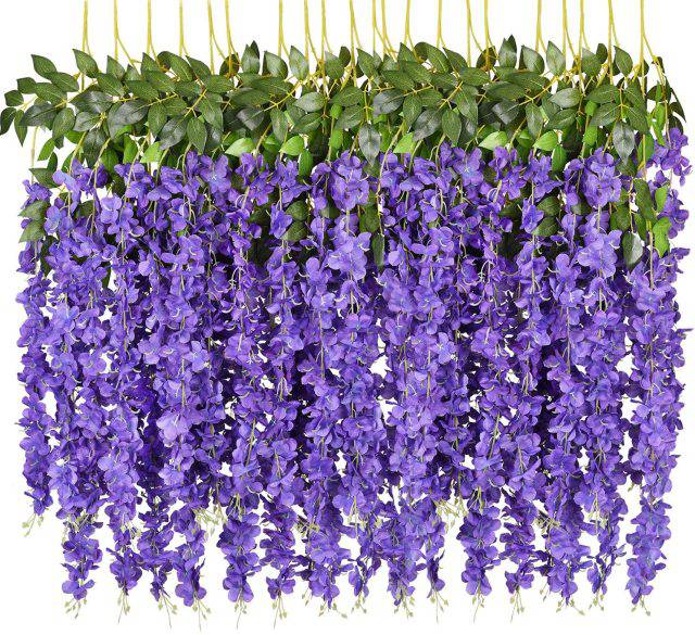 Wisteria Artificial Flower Silk Vine Garland Hanging for Wedding Party Garden Outdoor Greenery Office Wall  DECOR.12 Pcs 45inch - TheWellBeing4All