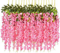 Wisteria Artificial Flower Silk Vine Garland Hanging for Wedding Party Garden Outdoor Greenery Office Wall  DECOR.12 Pcs 45inch - TheWellBeing4All