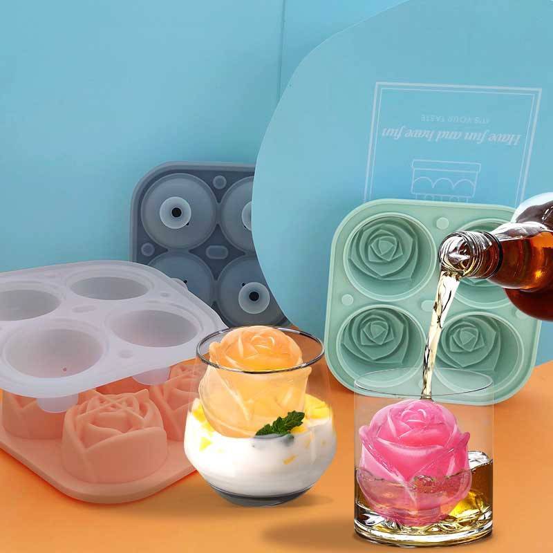 Ice Cube Form Silicone Rose Shape Mold Tray 3D - TheWellBeing4All