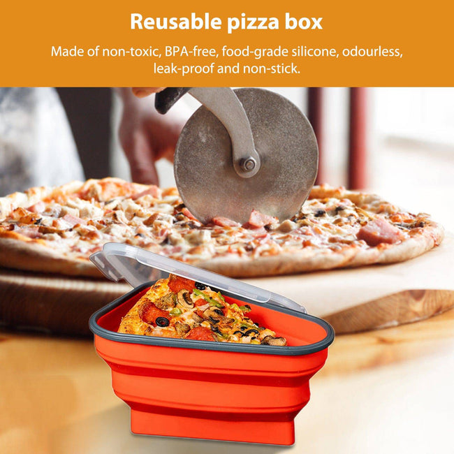 Triangle Pizza Pack Silicone Reusable Portable Lunch Box Foldable Triangular Storage Container Slice - TheWellBeing4All