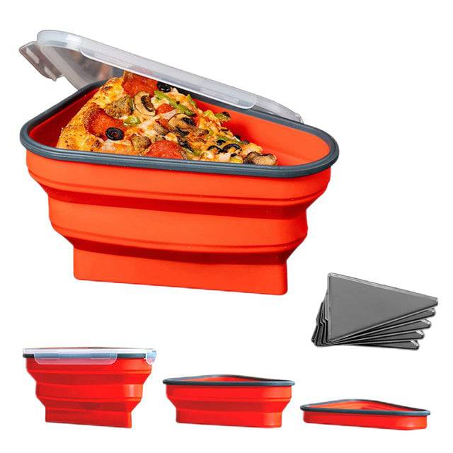 Triangle Pizza Pack Silicone Reusable Portable Lunch Box Foldable Triangular Storage Container Slice - TheWellBeing4All