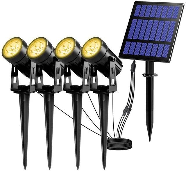 Solar Powered Spotlight 2 Warm Panel Outdoor Lighting Landscape Yard Garden Tree Separately Lamp - TheWellBeing4All
