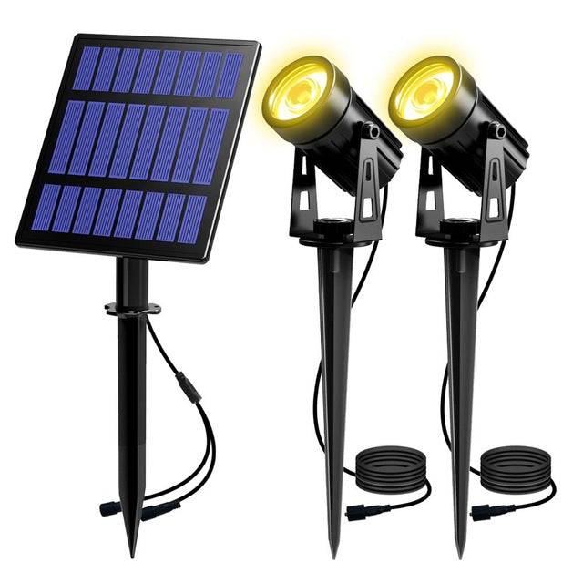 Solar Powered Spotlight 2 Warm Panel Outdoor Lighting Landscape Yard Garden Tree Separately Lamp - TheWellBeing4All