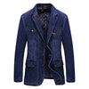 Multi Pocket Denim Jacket Men Spring Blazer Suits Jacket Mens Business Leisure Suits Cowboy Westerner Male Jeans Coat Size L~4XL - TheWellBeing4All