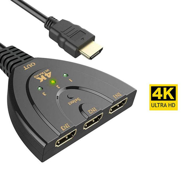 3 in 1 out Video Adapter 4K&3D Mini 3 Port HDMI-compatible 1.4 Switch - TheWellBeing4All