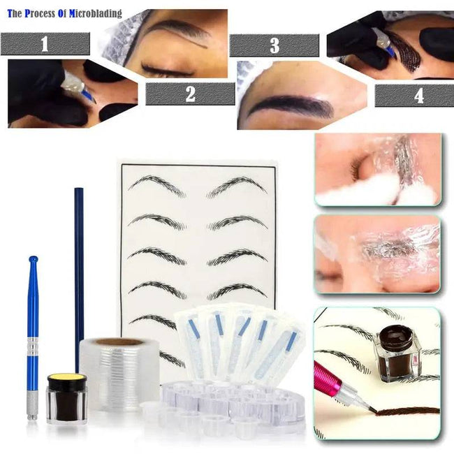 Microblading Pen Set Practice Skin HandMade Pen Makeup Eyebrow Tattoo Needle Pigment Kit Tattoo Sets - TheWellBeing4All