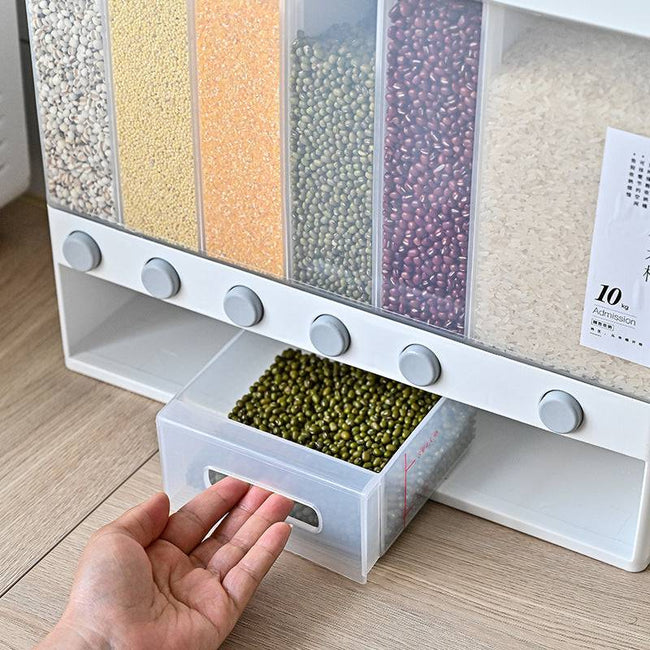 Sealed Rice Storage Box Wall Mounted Cereal Grain Container Dry Food Dispenser Grain Storage Jar Kitchen Storage Tools - TheWellBeing4All