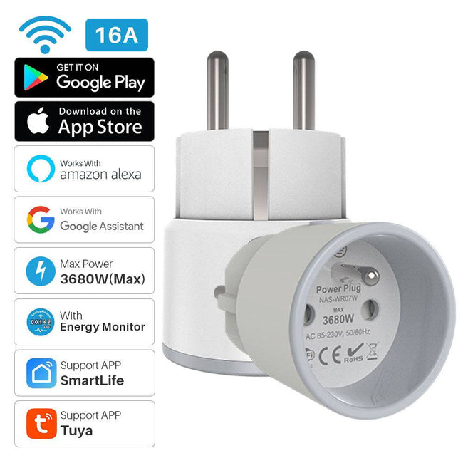 Smart Socket 3680W With Power Monitoring APP Remote Control Support Alexa Google Home - TheWellBeing4All