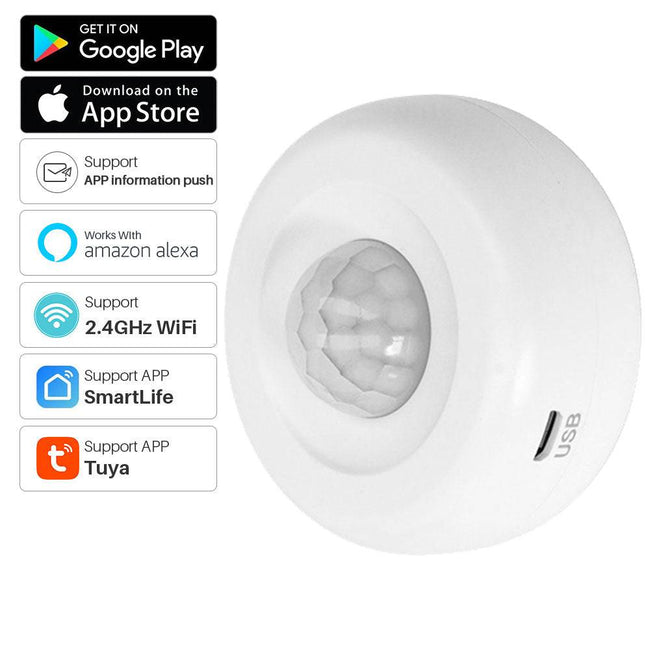 Tuya Smart WiFi PIR Motion Detector Sensor Alarm Infrared Movement Human Body Sensor Smart Life APP Works With Alexa - TheWellBeing4All