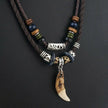 Wolf Tooth Pendant Leather Beaded Weaved Prayer Necklace Jewelry - TheWellBeing4All