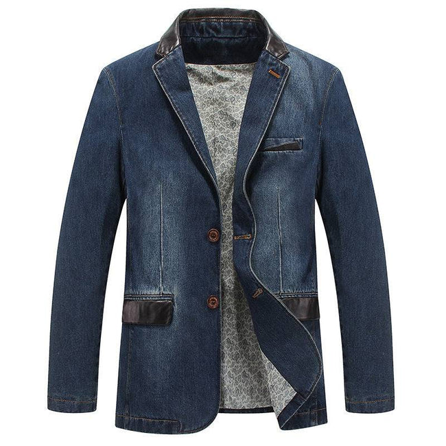 Jackets Blazers Suits Jeans Patchwork Leather Slim Fit Coat - TheWellBeing4All