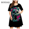 Skull Flower Print Party Dresses Women Short Sleeve - TheWellBeing4All