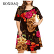 Skull Flower Print Party Dresses Women Short Sleeve - TheWellBeing4All