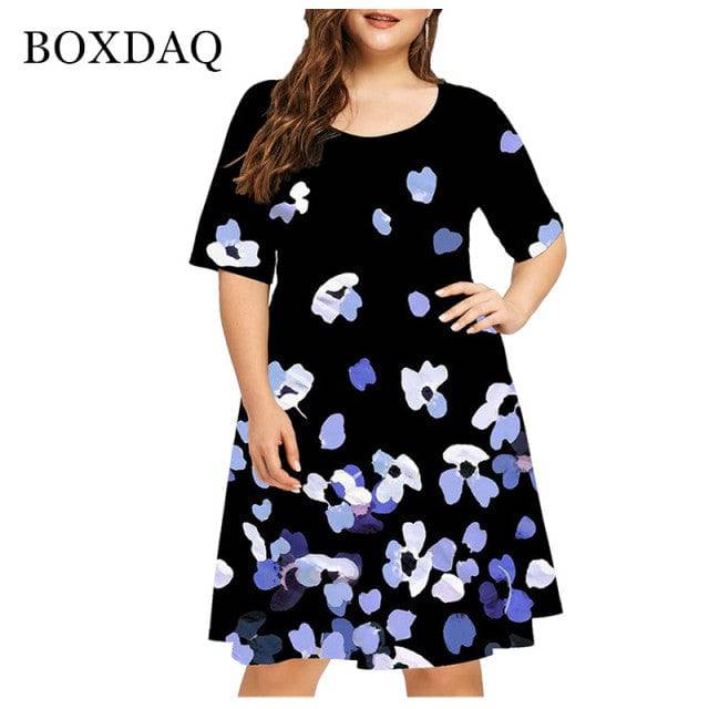 Short Sleeve Mini Dress Casual O-Neck Loose Dress - TheWellBeing4All