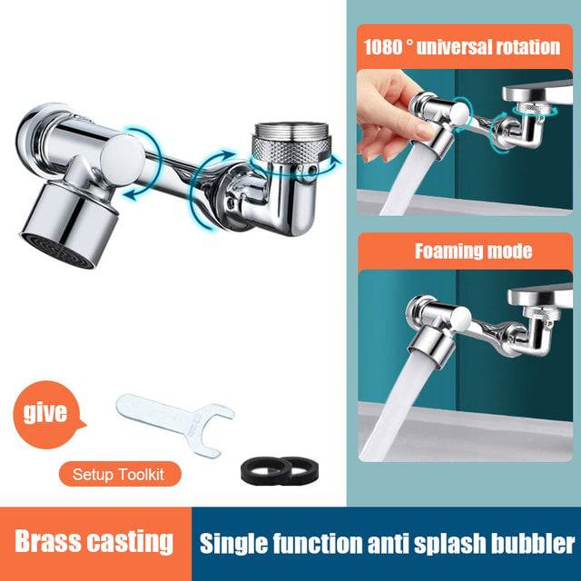 Robotic Arm Faucet 1080° Rotating Aerator Splash proof Filter Kitchen Faucet Extension - TheWellBeing4All