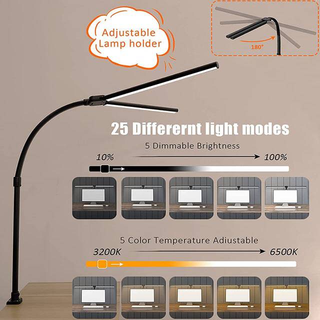 Desk Lamps Office 24W Brightest 5Color Modes and 5 Dimmable Eye Protection lamp - TheWellBeing4All