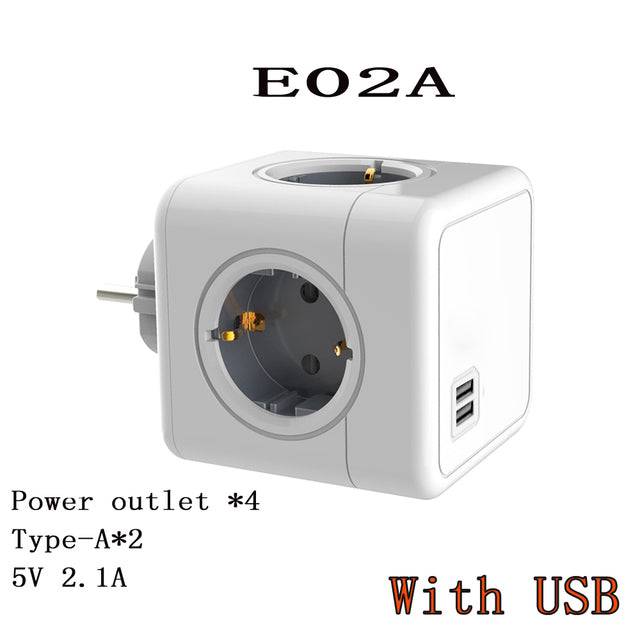 4 Outlet Extension Adapter Socket Wall Outlets Power Strip Powercube Smart USB Socket 5V 2.1A 250V - TheWellBeing4All