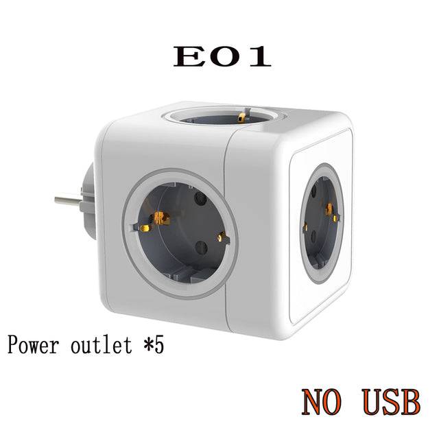 4 Outlet Extension Adapter Socket Wall Outlets Power Strip Powercube Smart USB Socket 5V 2.1A 250V - TheWellBeing4All