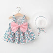 Toddler Girl Clothes Set Baby Beach Dresses Cute Bow Plaid Sleeveless Cotton for Newborn - TheWellBeing4All