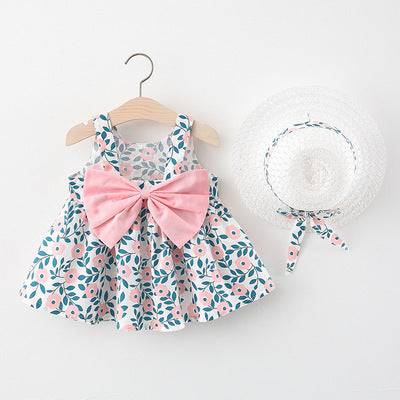 Toddler Girl Clothes Set Baby Beach Dresses Cute Bow Plaid Sleeveless Cotton for Newborn - TheWellBeing4All