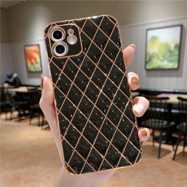 Luxury Plating Frame Geometric Phone Case For iPhone - TheWellBeing4All