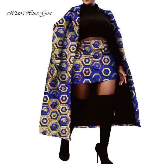 Set of Traditional African Long Trench Coat Skirt Set - TheWellBeing4All