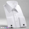 French Cuff Mens Formal Business Dress Shirt Solid Twill Men Party Wedding Tuxedo Shirts with Cufflinks Chest Pocket - TheWellBeing4All