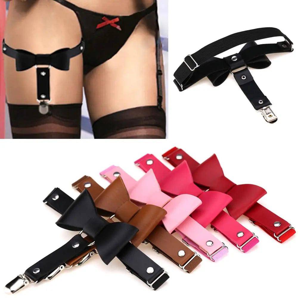 Leather Suspenders Socks Belt Leg Ring Thigh Stockings Elastic Bow Knot Garter Belt - TheWellBeing4All