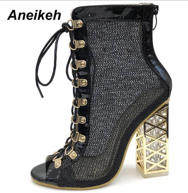 Gold boots Lace-Up High Heels - TheWellBeing4All