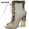 Gold boots Lace-Up High Heels - TheWellBeing4All