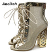 Gold boots Lace-Up High Heels - TheWellBeing4All