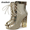 Gold boots Lace-Up High Heels - TheWellBeing4All