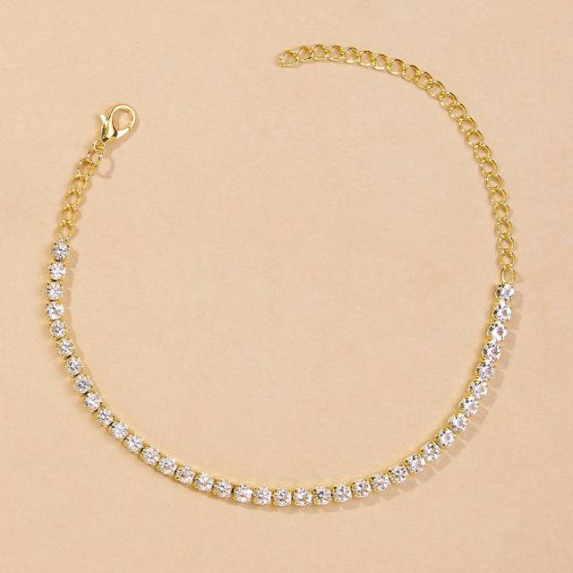 Stonefans Simple Rhinestone Tennis Chain Anklet Foot - TheWellBeing4All