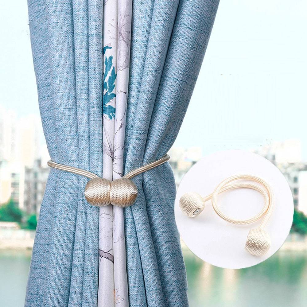 Magnetic Ball Curtain Tiebacks Tie Rope Holdbacks Buckle Clips Hook Holder - TheWellBeing4All